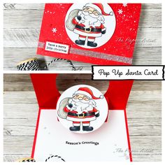 Center Pop Up Santa Card -Free Printable — Creative Card Design - with The Paper Artist Creative Card Design, Card Ideas Christmas, Free Printable Christmas Cards, Santa Christmas Card, Santa Stamp, Diy Stationary, Paper Craft Techniques, Santa Christmas Cards, Santa Card