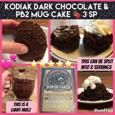 the instructions for how to make kodak dark chocolate and pb2 mug cake