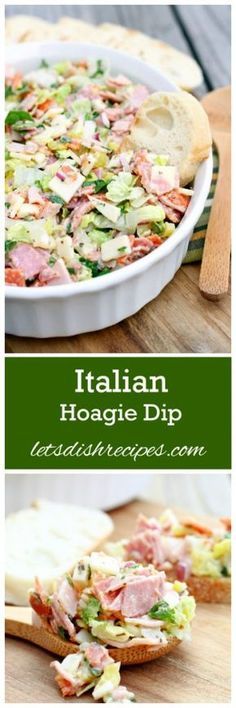 italian hoagie dip with ham, cheese and lettuce