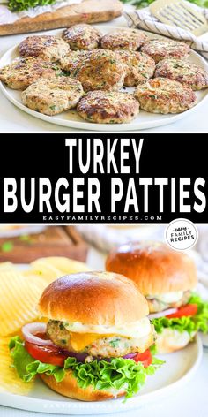 turkey burger patties with lettuce and tomato on the side