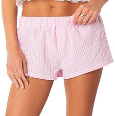 PRICES MAY VARY. Material: Women gingham pajama bottoms made by high quality 95%polyester, 5%cotton fabric. The casual lounge shorts for women are breathable and skin-friendly. Cut from soft fabric for a comfortable fit, brathable and lightweight, y2k going out shorts for women, ginham boxer shorts. Feature: Plaid shorts, elastic waistband with patched label, low waist, plaid print, button front, shorts for women, loose fit, above knee length, pull-on closure, wide leg gingham boxer pajama short Junior Pants, Aesthetic Streetwear, Gingham Shorts, Plaid Pajamas, Lounge Shorts, Plaid Fashion, Summer Style Casual, Loose Shorts, Loose Pants