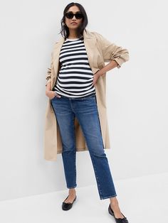 Maternity True Waistband Full Panel Vintage Slim Jeans Maternity Jeans Outfit, Maternity Business Casual, Chic Pregnancy Style, Wide Leg Maternity Jeans, Maternity Ootd, Maternity Boyfriend Jeans, Pregnancy Fashion Fall, Maternity Work Wear, Fall Maternity Outfits