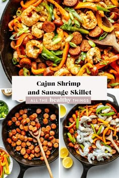 cajun shrimp and sausage skillet with all the healthy things to cook in it