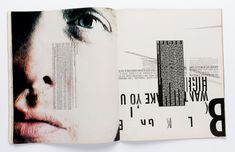 an open book with black and white images on it