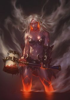 Fire/Water Genasi D&D Character Dump - Album on Imgur Fire Elemental Fantasy Art, Fire Warrior Fantasy Art, Female Fire Elemental, Fire Barbarian, Fire Genasi Barbarian, Fire Elemental Female, Elemental Warrior, Fire Human, Fire Elemental