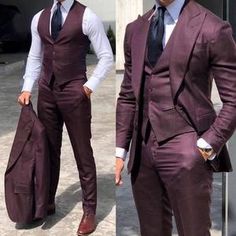 Purple Groom, Suit Purple, Wedding Suits Groomsmen, British Style Men, Suit Tuxedo, Dinner Suit, Business Jacket, Suit Men, Groomsmen Suits