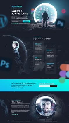 two different web pages, one with an astronaut and the other with a man in space