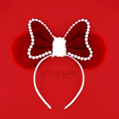 Christmas Pearls Mickey Ears - Mouse Ears Headband – Little Ears Boutique Christmas Mickey Ears, Mickey Ears Headband, Christmas Mickey, Mouse Ears Headband, Christmas Bow, Ears Headband, Minnie Mouse Ears, Disney Ears, Minnie Ears