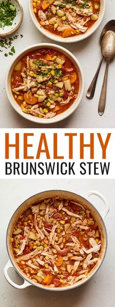 two bowls of healthy brunch stew on a white table