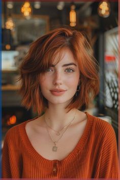 Save this pin for the hottest auburn choppy bob ideas that'll give your hair a warm glow. If you're craving a change, this look could be the perfect refresh for you. Tap to find out how to achieve this saturated auburn style and boost your confidence. Trendy Bob Hairstyles, Short Red Hair, Choppy Bob Haircuts, No Tomorrow, Choppy Bob, Choppy Bob Hairstyles, Short Hair Color, Hair Color And Cut