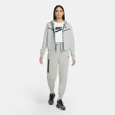 Nike Women's Sportswear Tech Fleece Windrunner Tracksuit - Color: Grey Heather - Tops and Bottoms USA - Nike Tech Tracksuit, Nike Tech Fleece Hoodie, Tech Fleece Hoodie, Nike Sportswear Tech Fleece, Women's Sportswear, Comfortable Sweater, Nike Tech Fleece, Form Design, Nike Tech