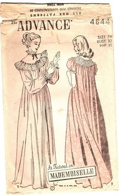 an old fashion sewing pattern with two women in dresses