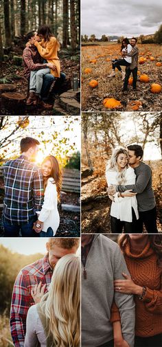 a couple cuddles in the woods surrounded by pumpkins