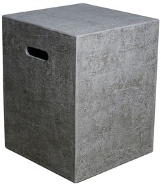 a square concrete box with a hole in the middle and a handle on one side