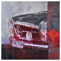 an abstract painting of a mercedes car