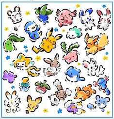 an image of cartoon animal stickers on a white background with blue trimmings