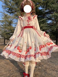 Japanese Sweet Lolita Strawberry Print Princess Dress Cos Lolita Tea Party Original Genuine Factory Strawberry Shortcake Dress, Cute Edgy Outfits, Style Types, White Strawberry, Strawberry Dress, Japanese Sweet, Frilly Dresses, Kawaii Fashion Outfits, Dress Blouse