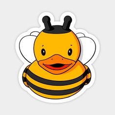 a cute little bee sticker with black and yellow stripes on it's chest