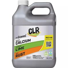 a gallon of calcium lime rust on a white background with the caption clr