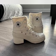 Converse De Luxe Heel: LOOKING TO TRADE / ISO this exact same shoe in a size 6 or 6.5

REPOP: I’m re-reselling these because they are slightly too small 

Retails for $120

Original came with extremely minor scuffing on the top part, but I cleaned it off already. Other than that, they seem almost straight out of the box, “new shoe smell” and all :)

REPOP INFO: Converse chuck 70 deluxe heeled sneakers! Super cute, worn probably 3 times, practically new! minor scuffing on toe which can be removed :) womens size 5.5 (runs large best fits a 6), heel has a 3.5 inch boost total. 

#trade #converse #conversedeluxe #cute #white Heeled Sneakers, New Shoe, Converse Chuck 70, Chuck 70, Me Clean, Sneaker Heels, Converse Chuck, New Shoes, Women's Sneakers