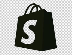 a black and white shopping bag with the letter s on it's front side