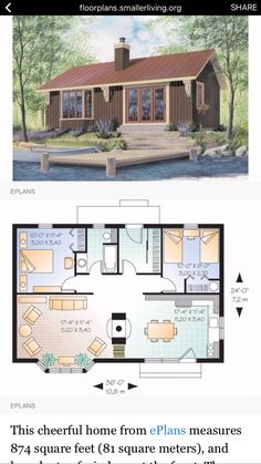 the floor plan for a small cabin home