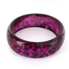 ~ Imported from France ~ Bangle Bracelet ~ Bright Purple , Black ~ Width 6.5 cm / 2.5 inches