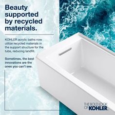 an advertisement for kohl's new bathtub with the words beauty supported by recycled materials