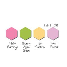 the different colors of hexagonals are shown in this graphic style, including pink, green, yellow, and white