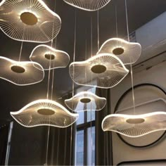 some lights that are hanging from the ceiling