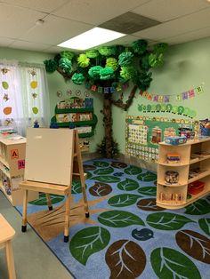 a child's playroom with toys and bookshelves