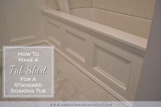 a bathtub with the words how to make a tub stand for standard soaking tub