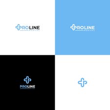 the logo for proline is shown in four different colors and font options, including one blue