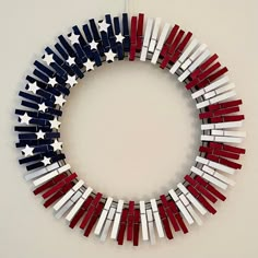 an american flag wreath made out of legos in the shape of stars and stripes