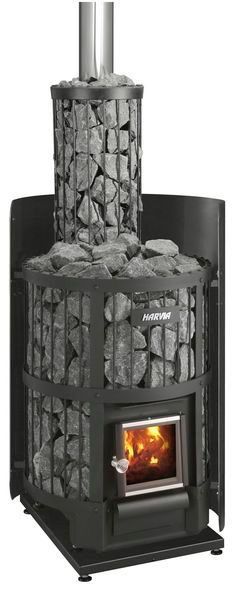 a stove that has some rocks in it