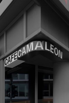 the front entrance to a cafe called cafecamaleon