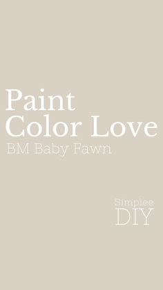 the words paint, color love and bm baby fawn on a beige background