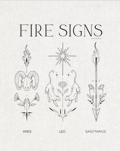 four different types of fire signs in black and white