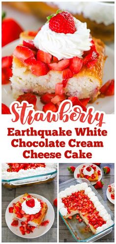 strawberry cake with white chocolate cream and strawberries on top