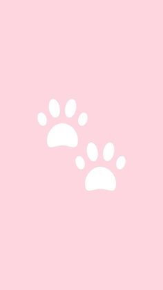 a pink background with white paw prints on the left and right side of the screen