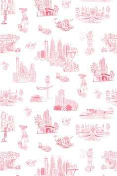 a pink and white cityscape wallpaper