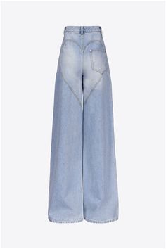 Classic denim wide-leg jeans featuring crystal cupchain trim slits at thighs. Available in Light Blue. Designer Jeans, Wide Leg Denim, Signature Collection, Wide Leg Jeans, Denim Pants, Aesthetic Clothes, Everyday Fashion, Wide Leg, Casual Outfits