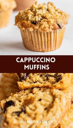 some muffins that are cut in half and stacked on top of each other