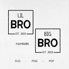 two black and white logos with the words'little bro'written in large letters