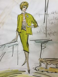 Edith Head Sketches, Head Sketch, Hollywood Art, To Catch A Thief, Best Gowns, Edith Head, New Look Fashion