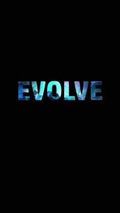 the word evolive is made up of blue and green letters on a black background