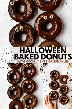 halloween baked donuts with googly eyes or sprinkles