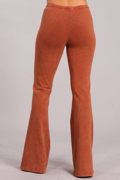 Experience luxury with our Chatoyant Mineral Wash Bell Bottoms! These pants have the appearance of mineral jeans, but the comfort of leggings and an elastic waist. Each one is uniquely hand-dyed, resulting in beautiful variations that add character. With an inseam of 33 inches and made in America with a blend of 93% cotton and 7% spandex, these pants are the epitome of premium quality. Perfect for resort wear, exude elegance and sophistication while staying comfortable and sexy. Check out all th Comfortable Full-length Bottoms For Fall, Comfortable Full Length Bottoms For Fall, Comfortable Fall Bottoms, Trendy Fall Loungewear Yoga Pants, Fall Season Solid Color Relaxed Fit Yoga Pants, Trendy Jeans With Elastic Waistband For Fall, Trendy Elastic Waistband Jeans For Fall, Fall Full Length Comfortable Yoga Pants, Comfortable Solid Color Yoga Pants For Fall