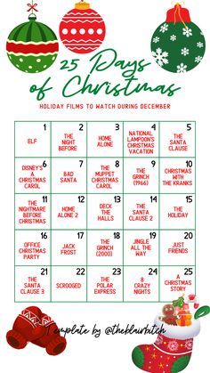 a christmas themed calendar with ornaments on it