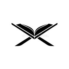 two crossed swords with an open book in the middle on white background royalty images for logos and